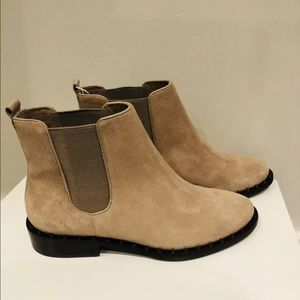 New Schutz Shabba Beige Studded Suede Boots 6.5